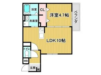 リアコート吹田泉町(1LDK/3階)の間取り写真