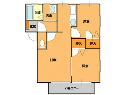 グリーンコートA(2LDK/1階)の間取り写真