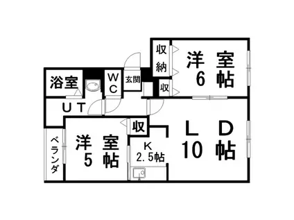 コーポブレーメンD館(2LDK/3階)の間取り写真