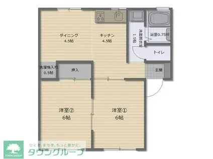 野谷アパート(2LDK/1階)の間取り写真