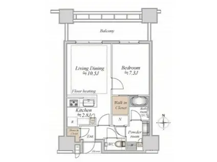 白金ザ・スカイ イースト(1LDK/18階)の間取り写真