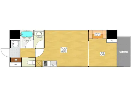 ブエナビスタ大手通(1LDK/6階)の間取り写真