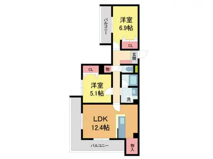 シャーメゾン大市プレミア ANNEX(2LDK/2階)の間取り写真