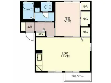 フレグランス乙女B(1LDK/1階)の間取り写真