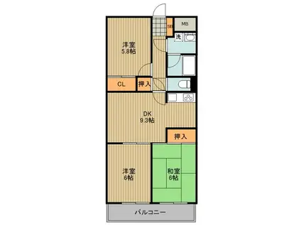 パールハイム川越(3DK/3階)の間取り写真