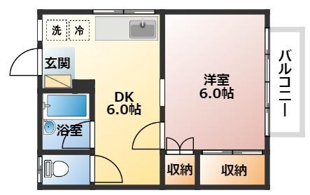 メゾン野比A棟(1DK/2階)の間取り写真