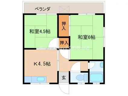 JR紀勢本線 紀三井寺駅 徒歩35分 2階建 築53年(2DK/1階)の間取り写真