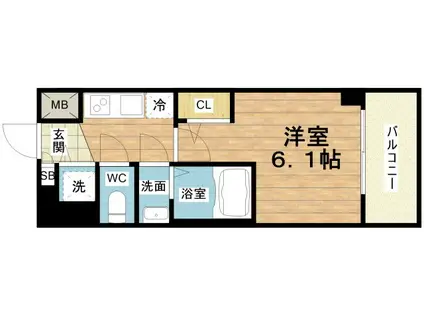 エスリード大阪リエート(1K/6階)の間取り写真