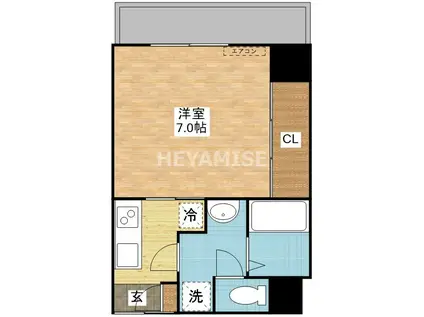 シャムロック城山(1K/3階)の間取り写真