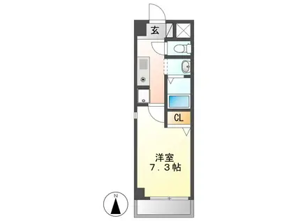 アヴリル(1K/2階)の間取り写真