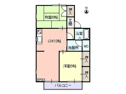 パレスヤード(2LDK/1階)の間取り写真