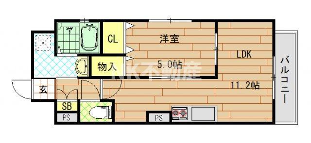 BO BEDRE FUSE(1LDK/4階)の間取り写真