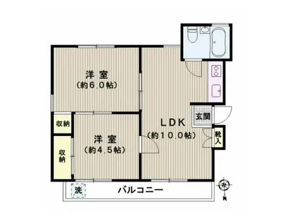 ニューアート本郷(2LDK/4階)の間取り写真