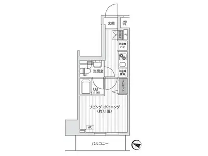 プライマル五反田(1K/8階)の間取り写真