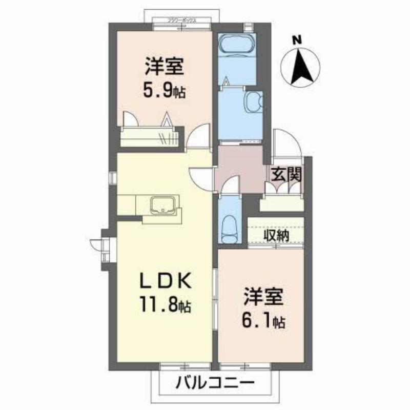 エコープラザVII(2LDK/2階)の間取り写真
