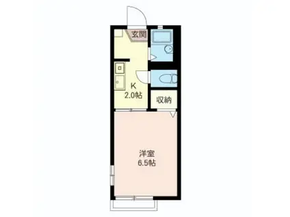 ビューラー薬師橋III(1K/1階)の間取り写真