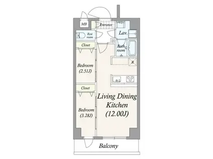 GRAN PASEO 谷在家(2LDK/6階)の間取り写真