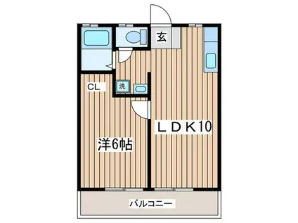 山田コーポ(1LDK/2階)の間取り写真