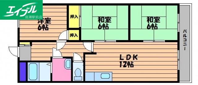 永信マンション(3LDK/2階)の間取り写真