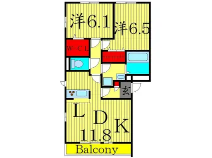 プランドールA(2LDK/1階)の間取り写真