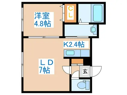 パ-クウエストA・B・C(1LDK/2階)の間取り写真