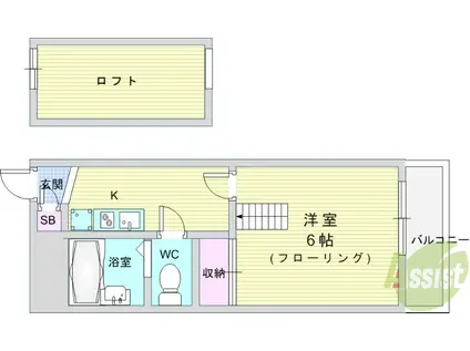 メゾンセイワ石橋(1K/1階)の間取り写真