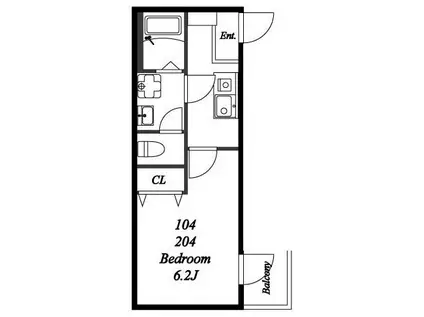 モダンコート祖師谷(1K/2階)の間取り写真