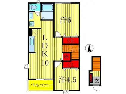 サニーキュート(2LDK/2階)の間取り写真