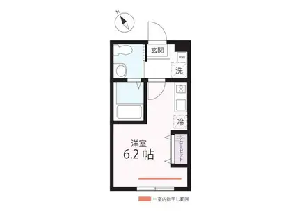 ハーミットクラブハウス 二俣川III(ワンルーム/1階)の間取り写真