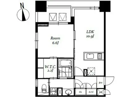 レジディア日本橋馬喰町III(1LDK/11階)の間取り写真