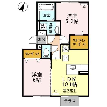ステーションフロント三里木(2LDK/1階)の間取り写真