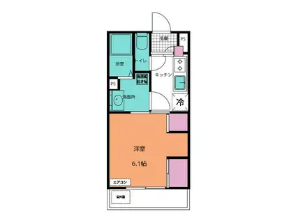 リブリ・大久保II(1K/1階)の間取り写真