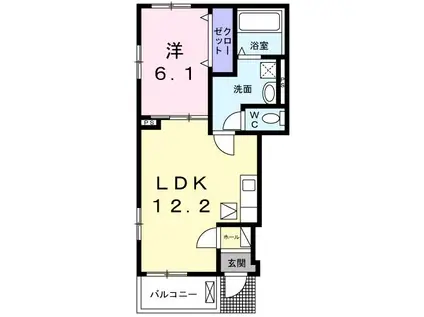 シュタットハイム堅田(1LDK/1階)の間取り写真