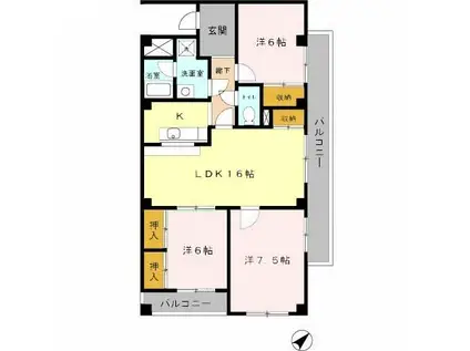 オリオノハイム II(3LDK/1階)の間取り写真