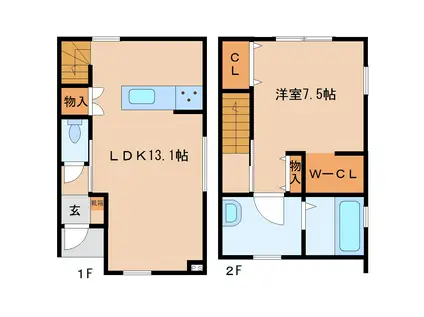 N-SQUARE(1LDK/1階)の間取り写真