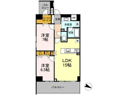 D GRANDE 鹿児島中央(2LDK/7階)の間取り写真