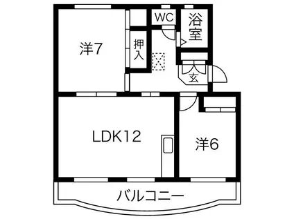 グリーンハイツ萩丘B(2LDK/1階)の間取り写真