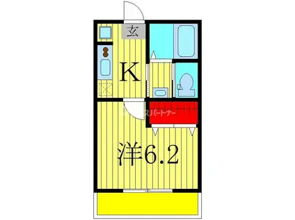 ル・パピヨン(1K/2階)の間取り写真