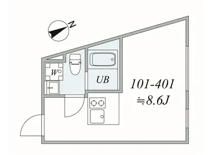 TRIAS834(1K/1階)の間取り写真