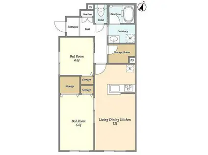 メディオ上北沢(2SLDK/1階)の間取り写真