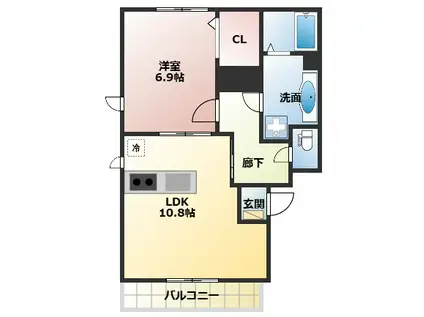 ビュー大久保(1LDK/2階)の間取り写真
