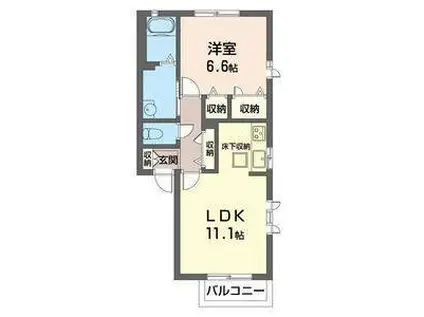 ヴィヴィアンA(1LDK/2階)の間取り写真
