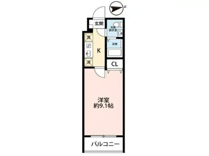 ヒルズ八尾本町(1K/3階)の間取り写真