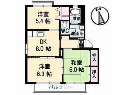 シャーメゾン大森(3DK/1階)の間取り写真