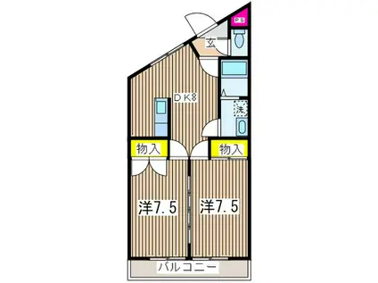 マリーナ三浦海岸(2DK/3階)の間取り写真