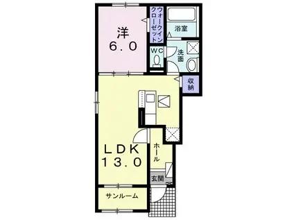 トゥーランドット(1LDK/1階)の間取り写真