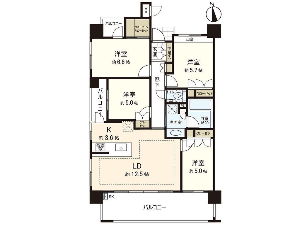 パークホームズ室見二丁目(4LDK/2階)の間取り写真