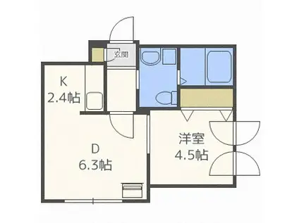 ティラ学園前(1LDK/2階)の間取り写真