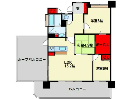 グランドパレスヴィオン浅川(3LDK/2階)の間取り写真