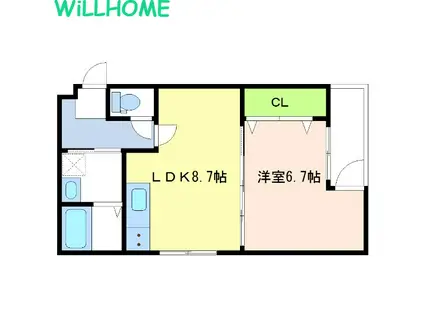 AXIS 壱番館(1LDK/3階)の間取り写真